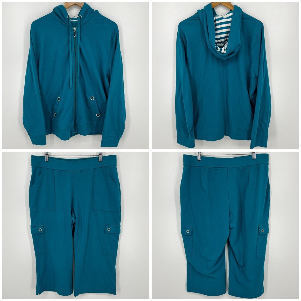 Venezia Sport Sweat Suit Women's Size 22/24 Blue Full Zip Hoodie & Pants